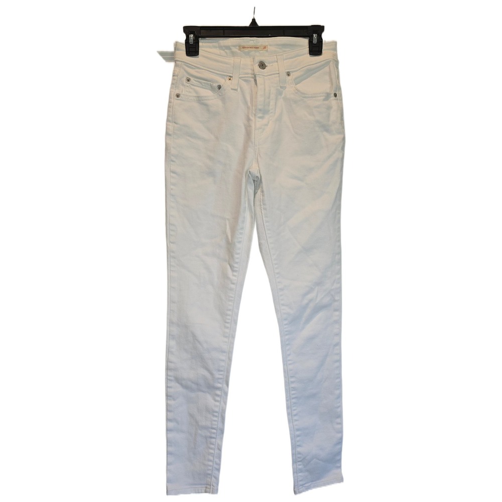 Levis 721‎ High Rise Skinny Jeans White Denim Pants Size 27 WaterLess